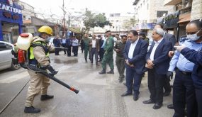 حملة تعقيم شوارع وأسواق مدينة قلقيلية