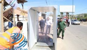 تركيب غرفة تعقيم للمركبات على مدخل قلقيلية الشرقي