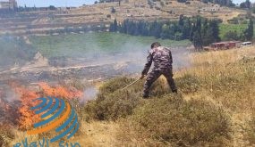 حريق محاصيل زراعية وأشجار بمدينة يطا جنوب الخليل