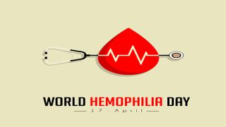 World Hemophilia Day with heartbeat in the blood and stethoscope vector design