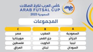 بمشاركة فلسطين: سحب قرعة كأس العرب لكرة قدم الصالات