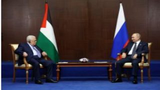 مؤتمر صحفي مشترك بين الرئيس الفلسطيني محمود عباس ونظيره الروسي فلاديمير بوتين في موسكو